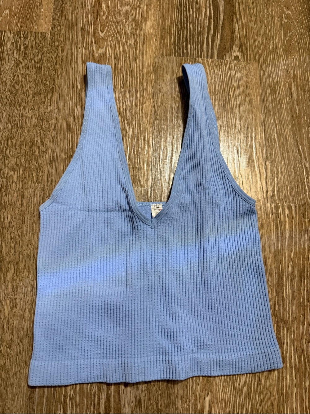Urban Outfitters Ribbed V-Neck Tank Top - Sky Blue